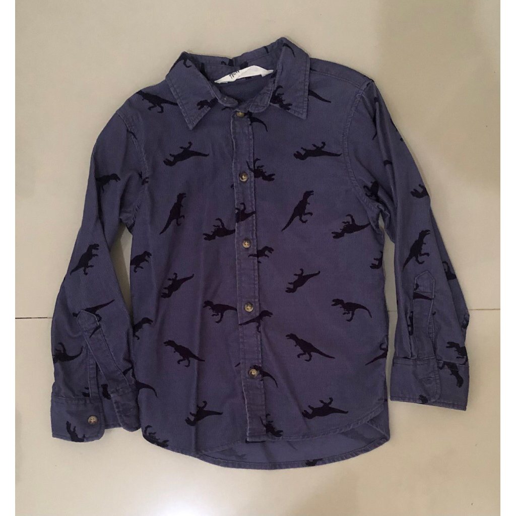 KEMEJA ANAK COWOK MERK H&M MOTIF DINOSAURUS PRELOVED