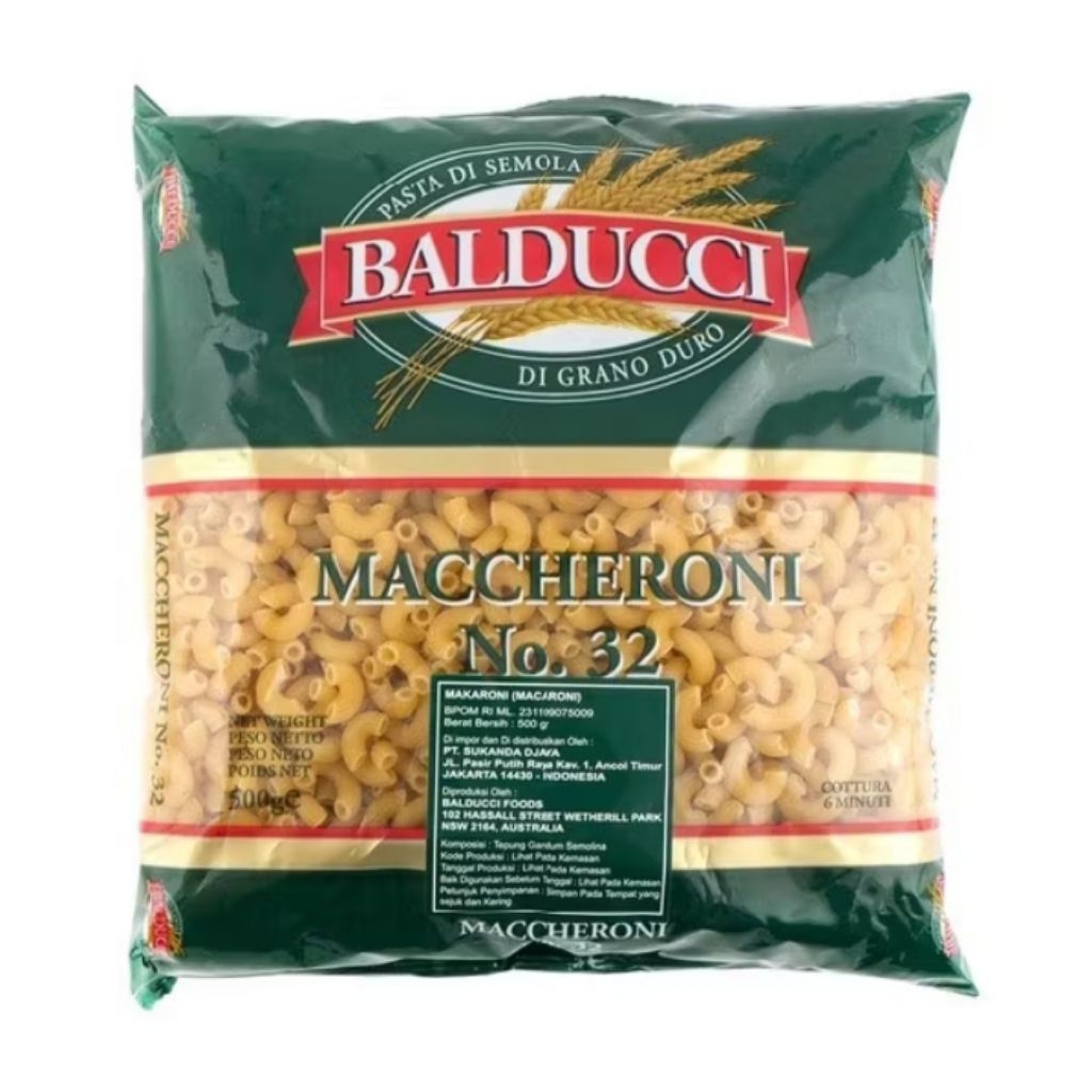 

MAKARONI BALDUCCI PASTA MACARONI KEMASAN 500GR