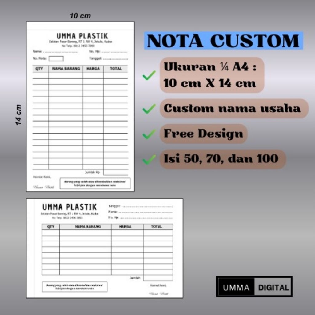 

NOTA CUSTOM 1/4 A4