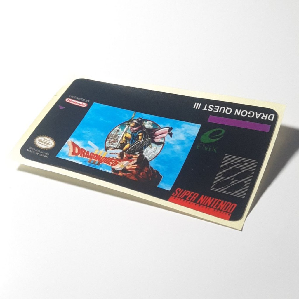 Kaset Super Nintendo SNES 16 Bit USA Dragon Quest 3 Sticker Label Game Jadul Judul Satuan