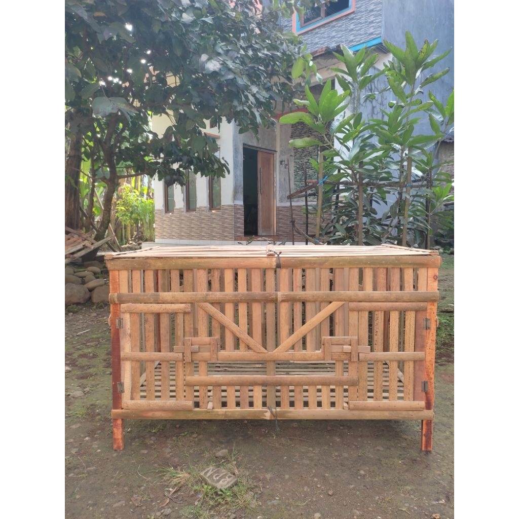 kandang ayam / kandang anakan ayam 2 pintu ukuran 100 * 50 kandang ayam bambu lipat bonus pakan ayam