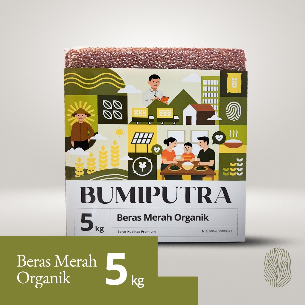 

5 kg Beras Merah Organik Bumiputra, Bebas Pestisida, Tekstur Pulen & Aroma Harum