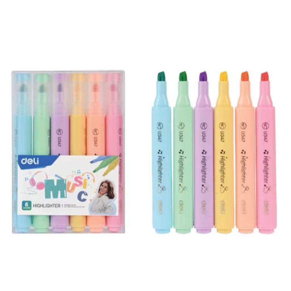 

Deli Highlighter 6 colors / Stabilo Penanda isi 6 Warna U347