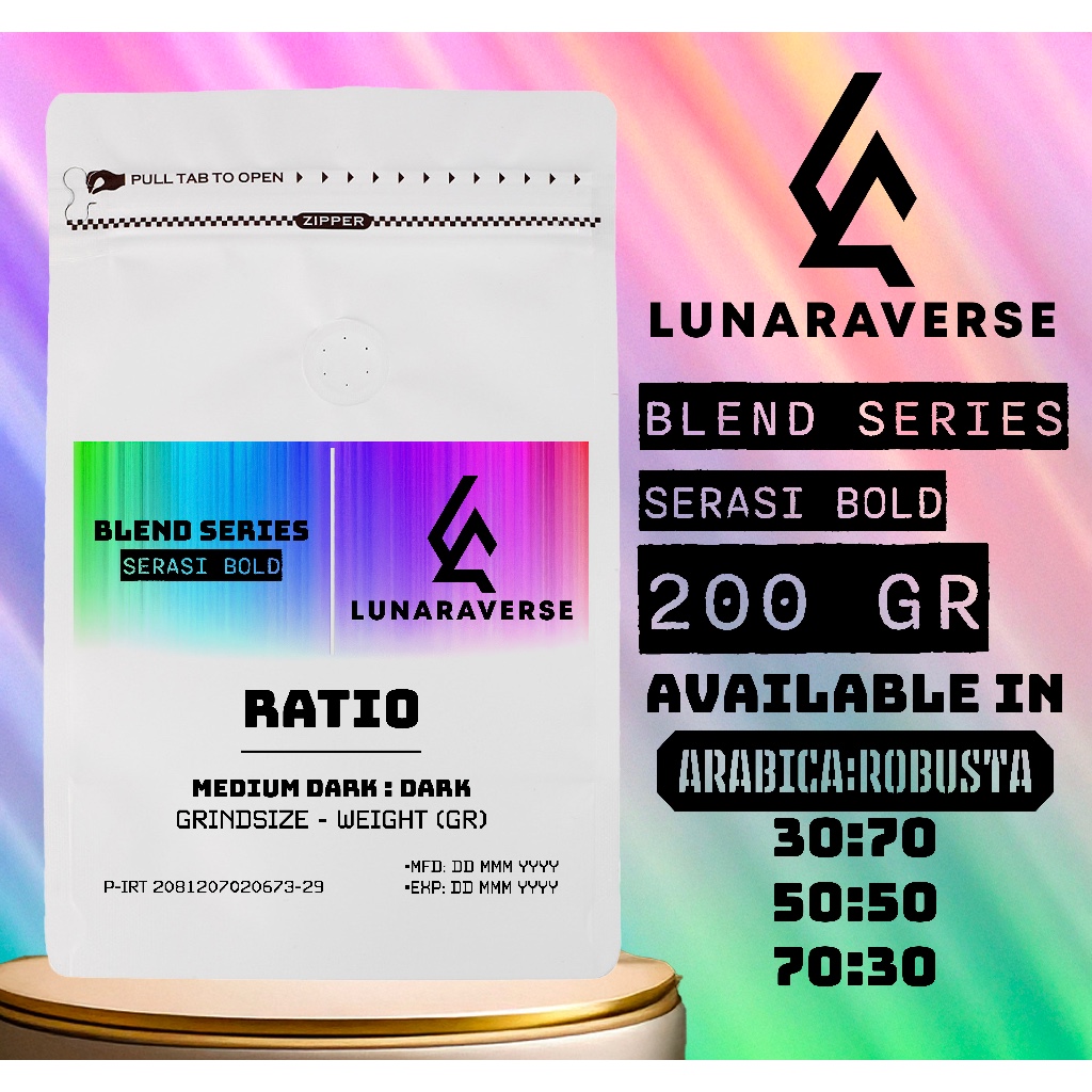 

Lunaraverse Biji Kopi / Bubuk Blend Series 200gr - Serasi Bold Coffee 200 gr