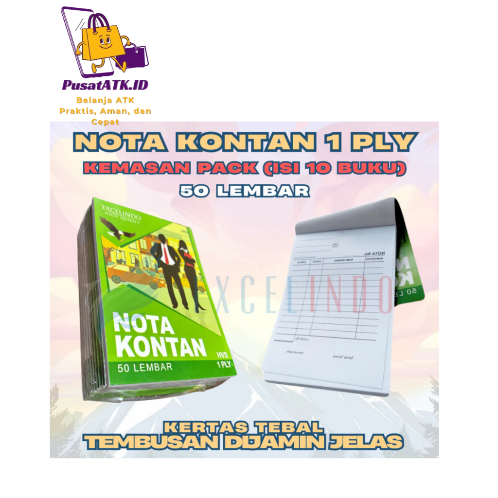 

Nota Kontan Kecil Rangkap 1 ply Excellindo isi 10 buku