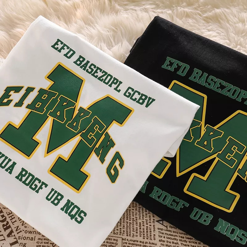 Kaos Tshirt Urban Style EIHKKENG Kaos Harajuku Korean Inisial M Oversize Pria Wanita Streetwear