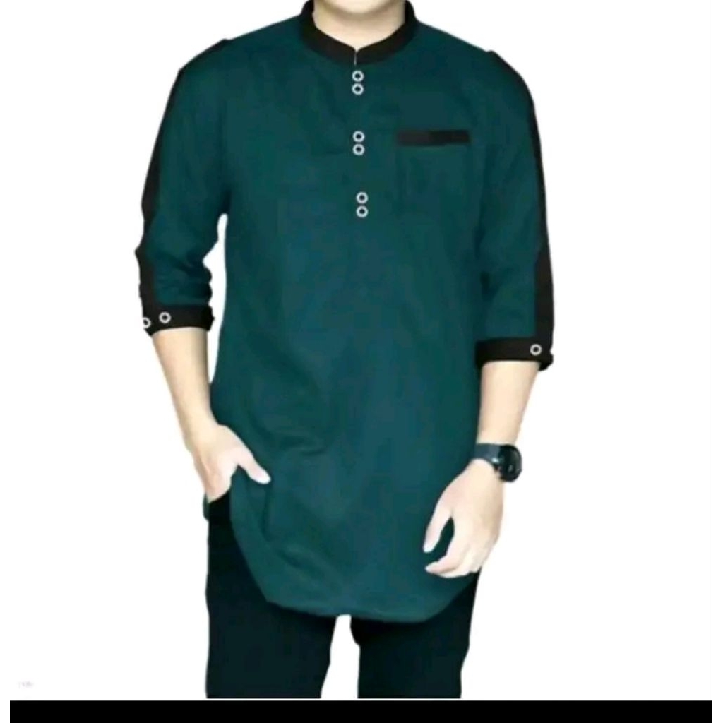 Baju koko kurta zaka lengan 3/4 baju kurta pakistan koko pria lengan 3/4