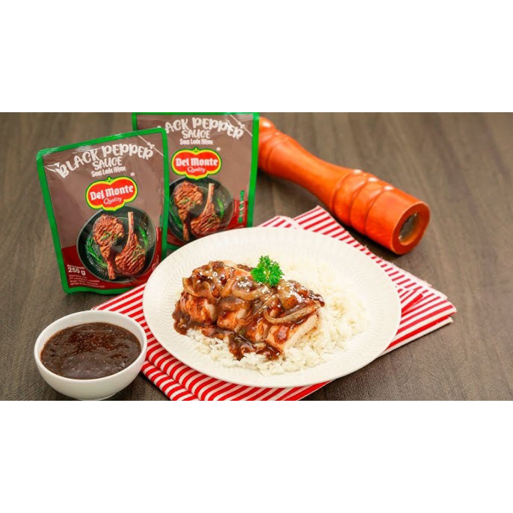 

Delmonte black pepper sauce 250gr pouch/ saus lada hitam del Monte/ saus delmonte