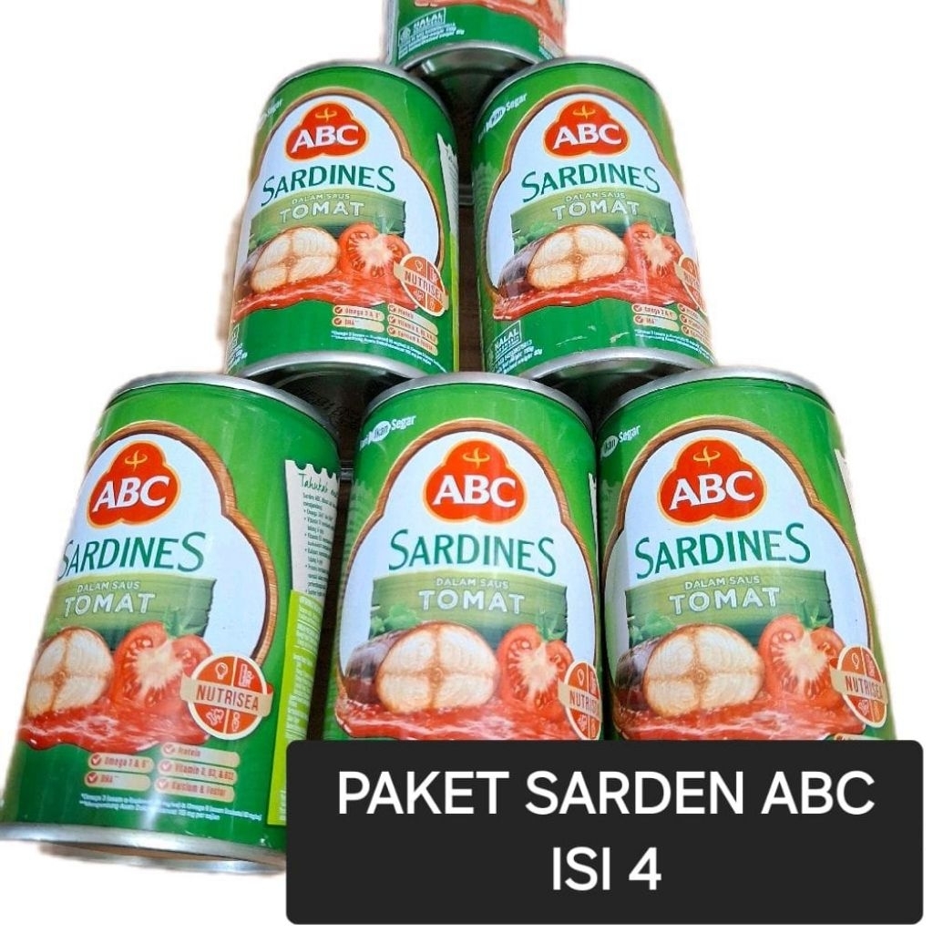

4 KALENG SARDEN ABC VARIAN TOMAT / EXTRAPEDAS / MIX TOMAT EXTRAPEDAS