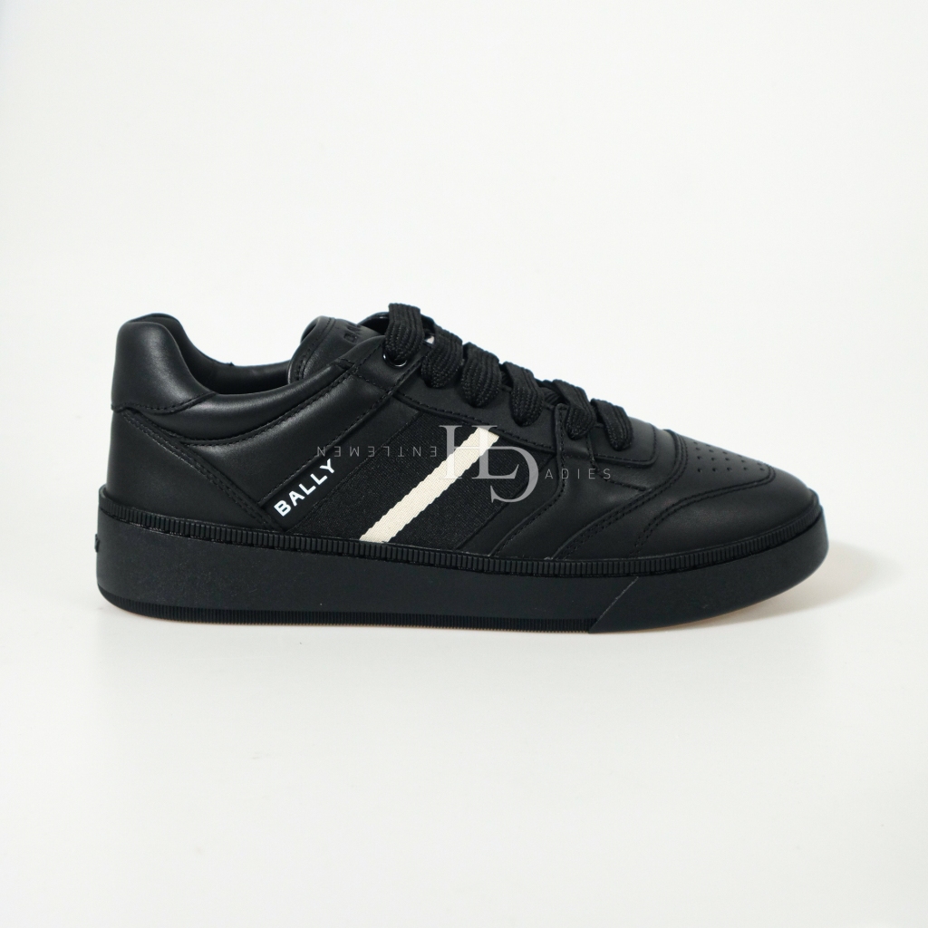 Bally Rebby Leather Sneakers Black with Black/White Stripe (MSK08YVT179I9S1)