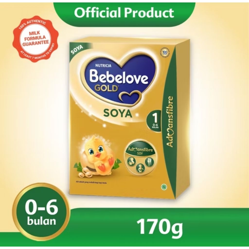 

susu bebelove gold soya 1 usia 0-6 bulan 170 gr susu utk alergi susu sapi, diare gratis bubble kardus exp 26