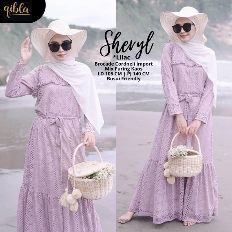 Khowah Butik - Salsa Gamis Brokat Renda Dress Kondangan Vintage Gamis Casual Kondangan Elegan Wanita