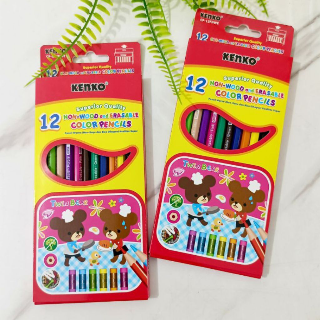 

[YOBANA] KENKO PENSIL WARNA NON WOOD AND ERASABLE COLOR PENCILS ISI 12 WARNA