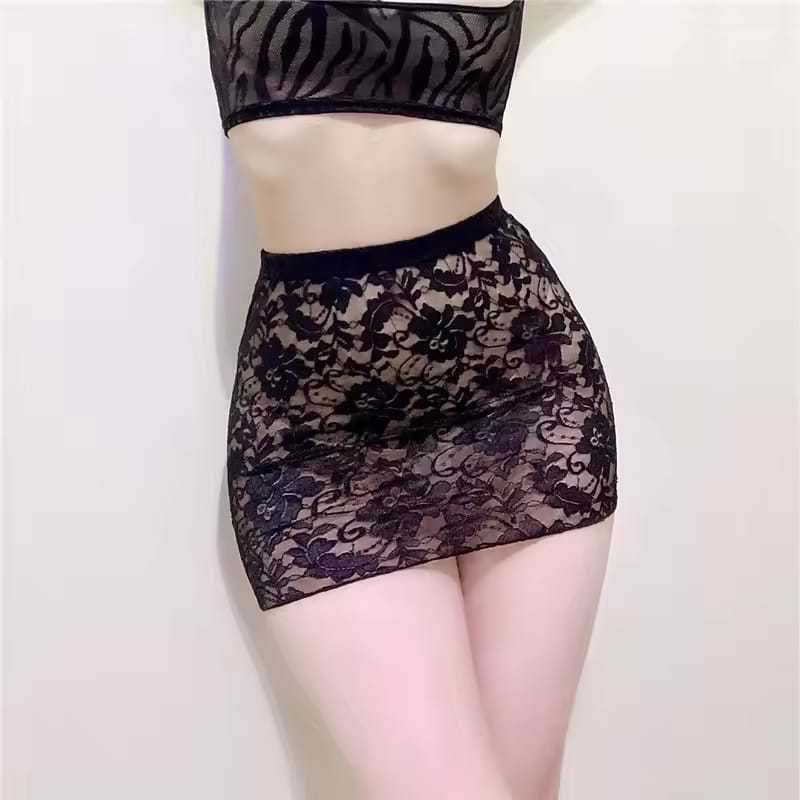Rok mini sepan Brukat Transparan Wanita / Mini skirt Privasi Aman