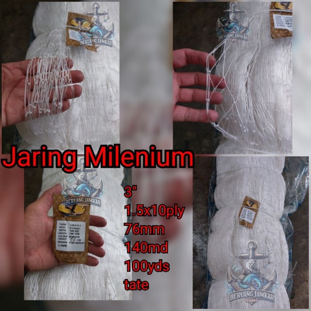 Jaring Millenium / Jaring Ply 3inci 1.5x10ply 140md 100yds tate