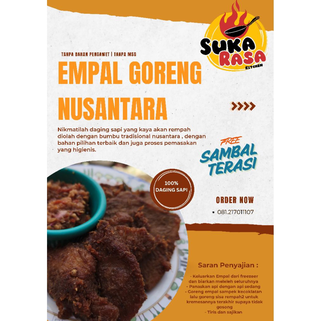 

Empal goreng Medhok | Siap makan tinggal goreng free sambal terasi
