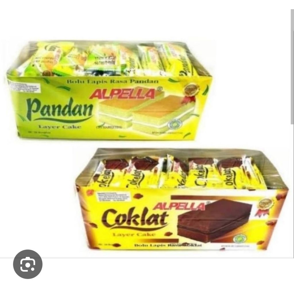 

alpella pandan coklat 1 box isi 24 ada 2 rasa coklat dan pandan