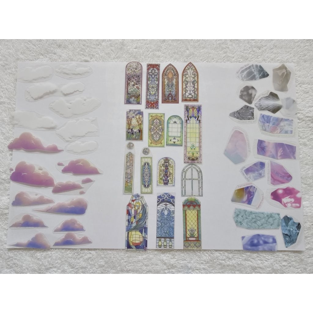 

(Baca Deskripsi) Cloud Stained Glass Crystal Quotes Transparent Sticker Flakes