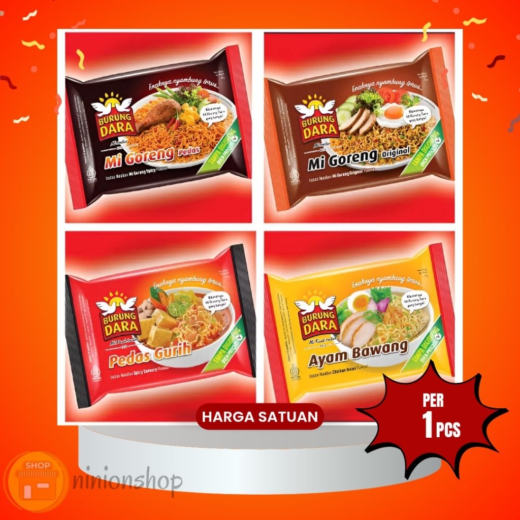 

Mie Burung Dara Instan 1 bungkus All Varian Kuah/Goreng