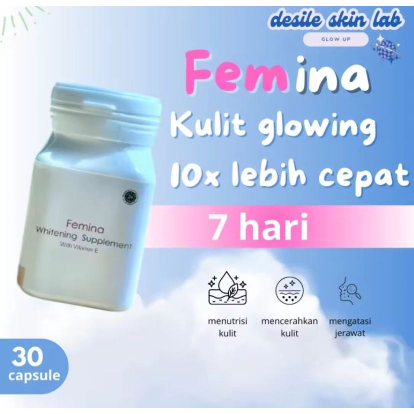 Femina Whitening Supplement - Memutihkan Kulit Dan Wajah BPOM Aman Original Product