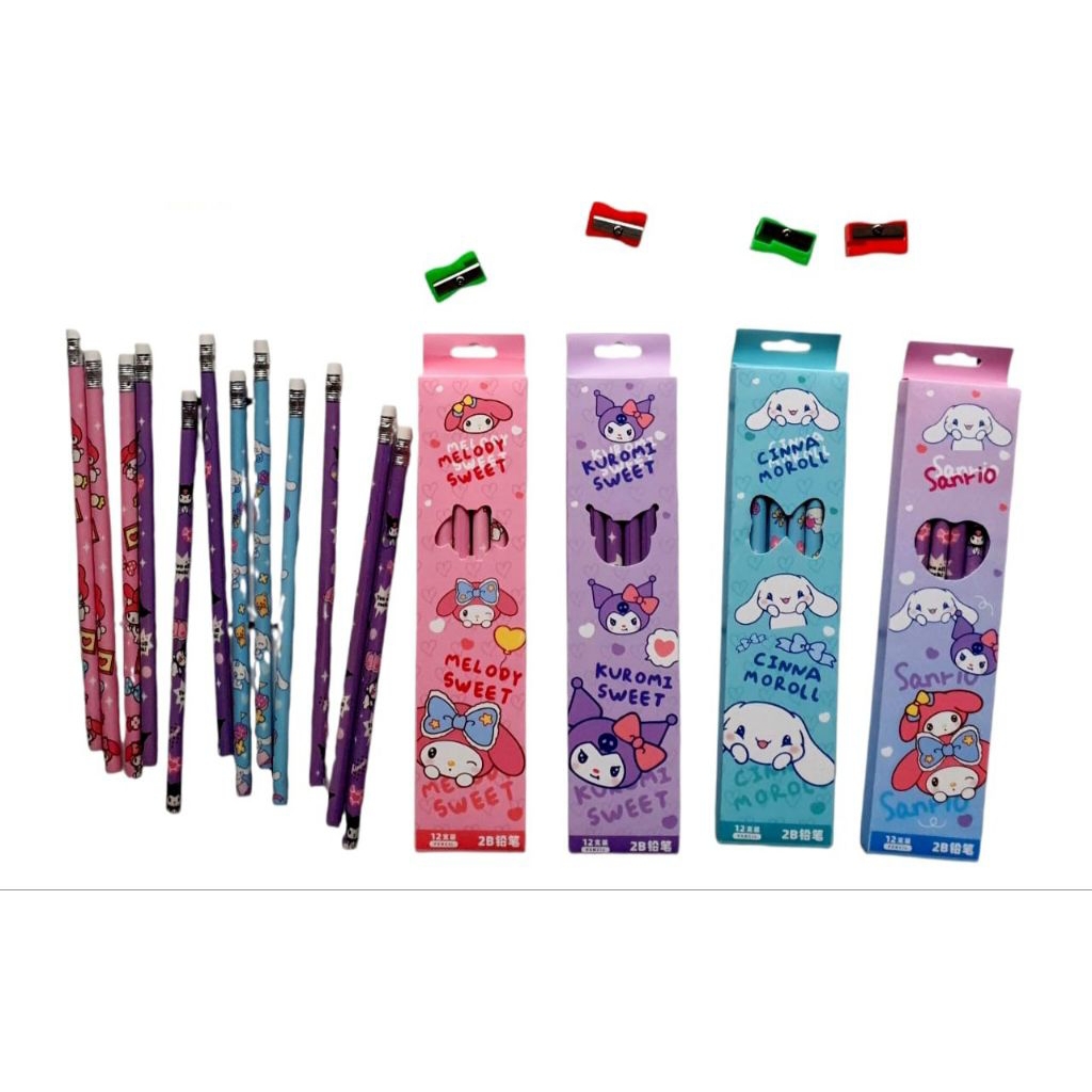 

12pc Pensil 2B Fancy Sanri0 + Penghapus (bonus rautan)