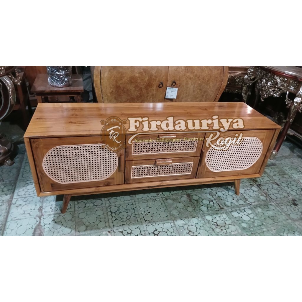 Buffet bufet bifet tv meja tv kayu jati minimalis antik jepara mebel laci 2 murah termurah rotan rat