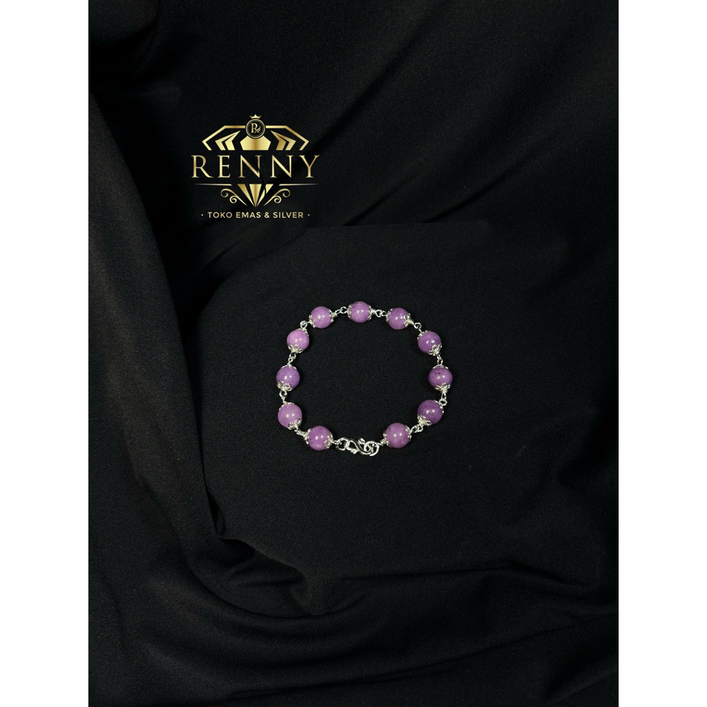 Gelang Perak Kristal warana Ungu