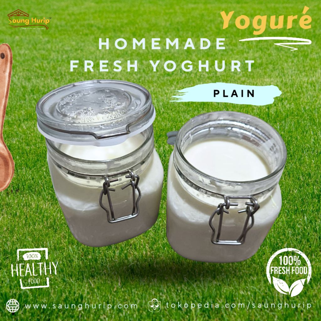 

Yoguré Greek Yogurt Fresh Homemade Yoghurt Plain 100% Makanan Sehat dan Segar 1000 ml