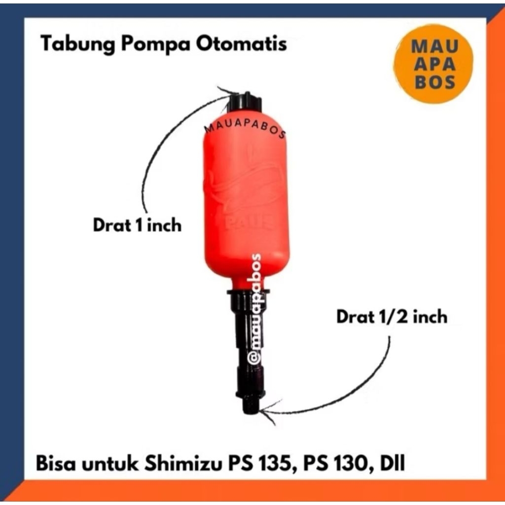 Tabung Pompa Air Otomatis Drat 1/2 Inch / Tabung Pvc 2 Lubang Untuk Pompa Air Auto