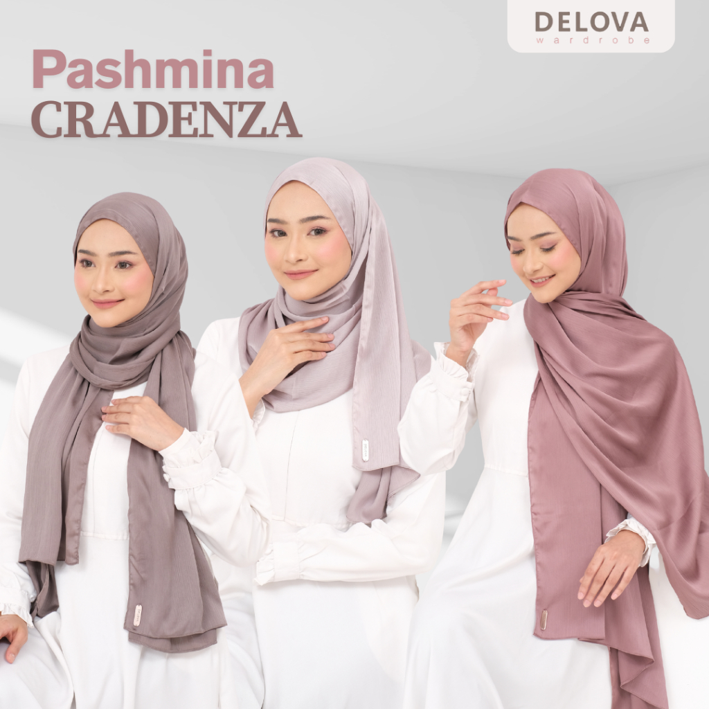 Delova Wardrobe - PASHMINA CRADENZA Silk Premium Hijab Satin Original Silky Hijab Malay Luxury Shawl