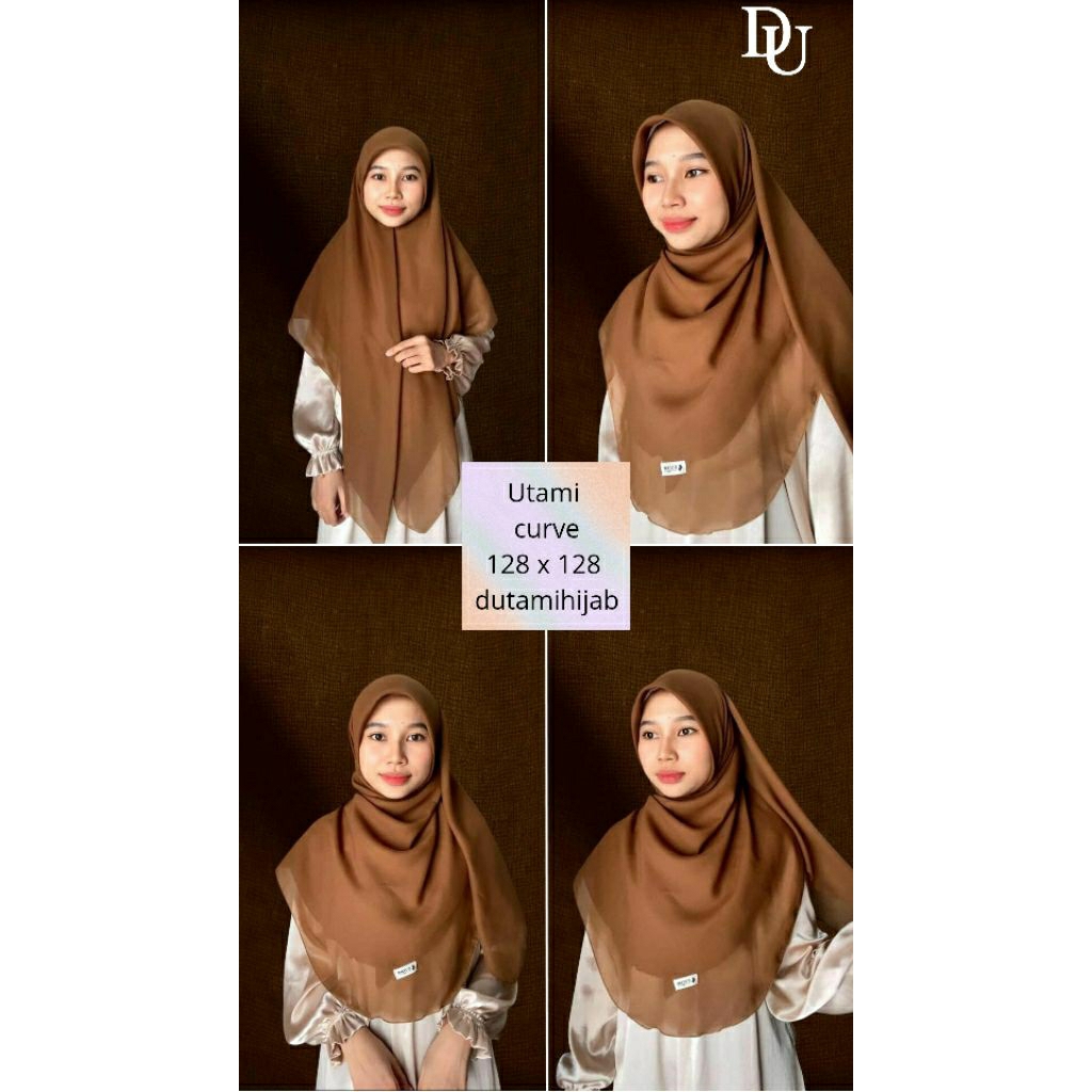 D'utami hijab - Utami curve syar'i hijab malay hijab oval bahan pollycaton premium ukuran 128 x 128