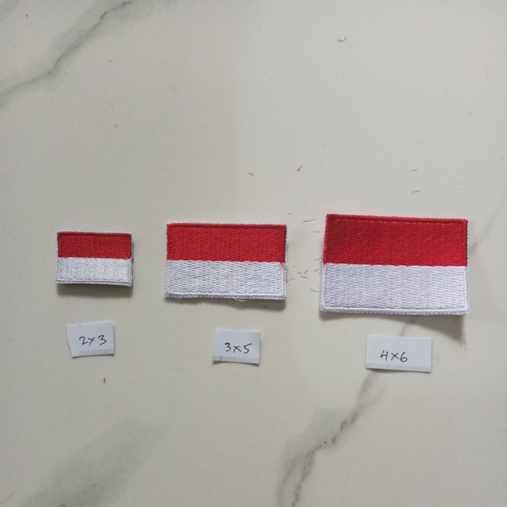 bordir bendera indonesia 2x3 3x5 4x6 patch bet seragam baju pakaian