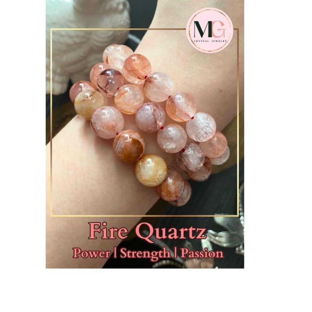 Gelang Batu Kristal Fire Quartz untuk Aksesoris Motivasi Mode