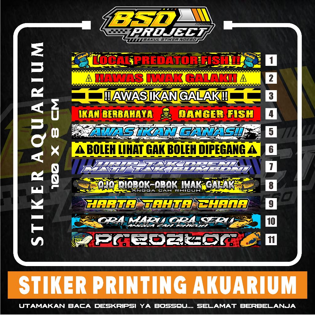 stiker aquarium stiker kaca aquarium ukuran 100 x 8 cm stiker ikan chana stiker aquarium bisa custom