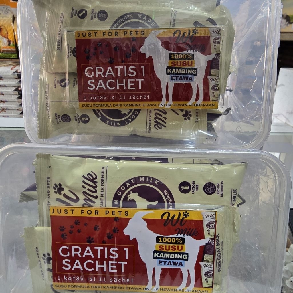 Wi Milk 1kotak (20grx10saset+1saset) >> terbuat dri susu kambing etawa susu bubuk hewan untuk anakka