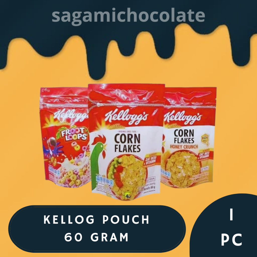 

KELLOG CORN FLAKES 60 GRAM - HONEY CRUNCH 55 GRAM KEMASAN POUCH ZIPLOCK 1 PC