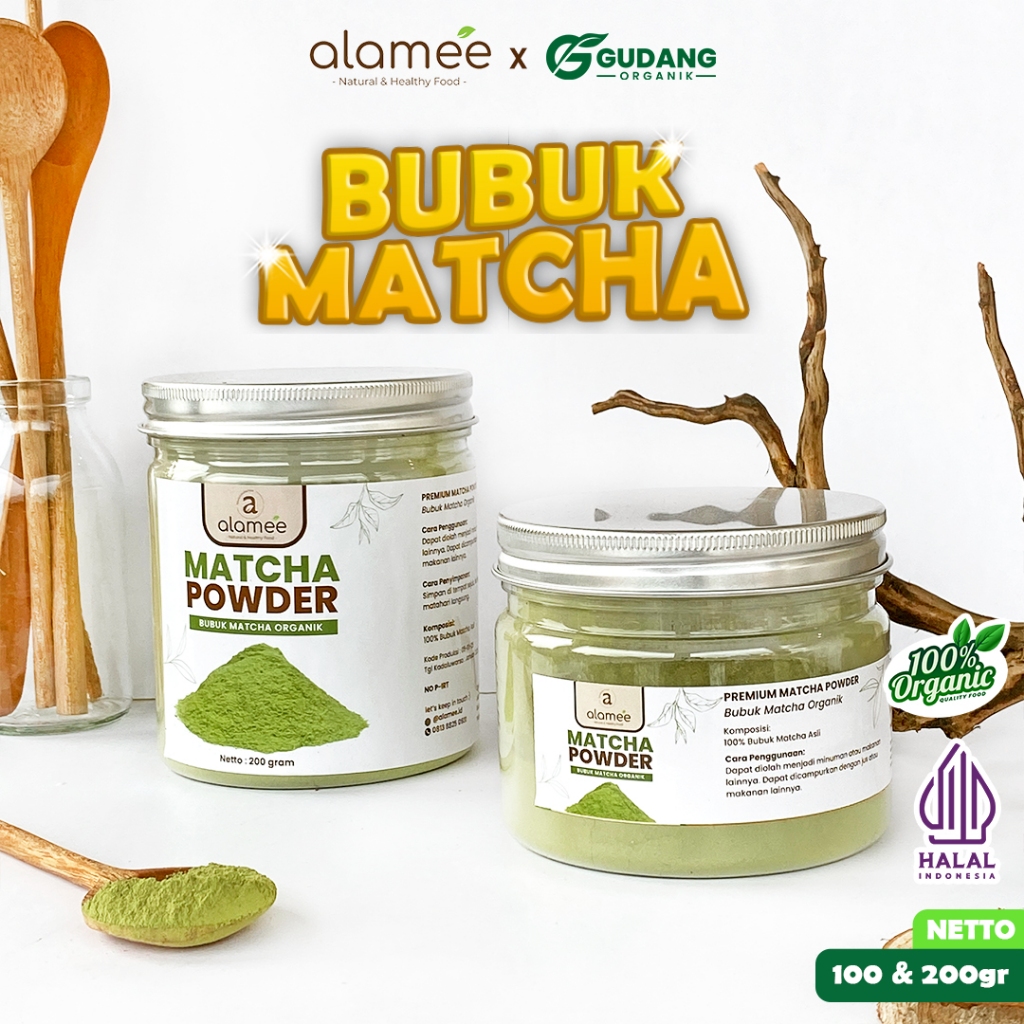 

ALAMEE Matcha Powder Minuman Teh Matcha Pure PREMIUM Macha Tea Powder Tanpa Campuran Gula 200gr