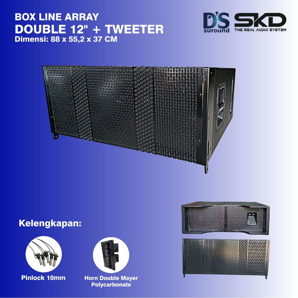 BOX LINE ARRAY 12 INCH DOUBLE GRILL IMPORT 3 MOTIF FINISHING TEKSTUR BRACKET 3IN1
