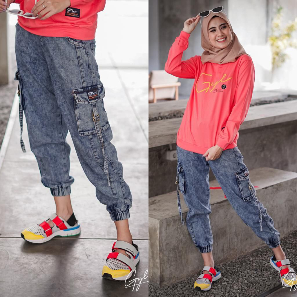 GYL AUTHENTIC Celana Jogger Cargo Jeans Panjang