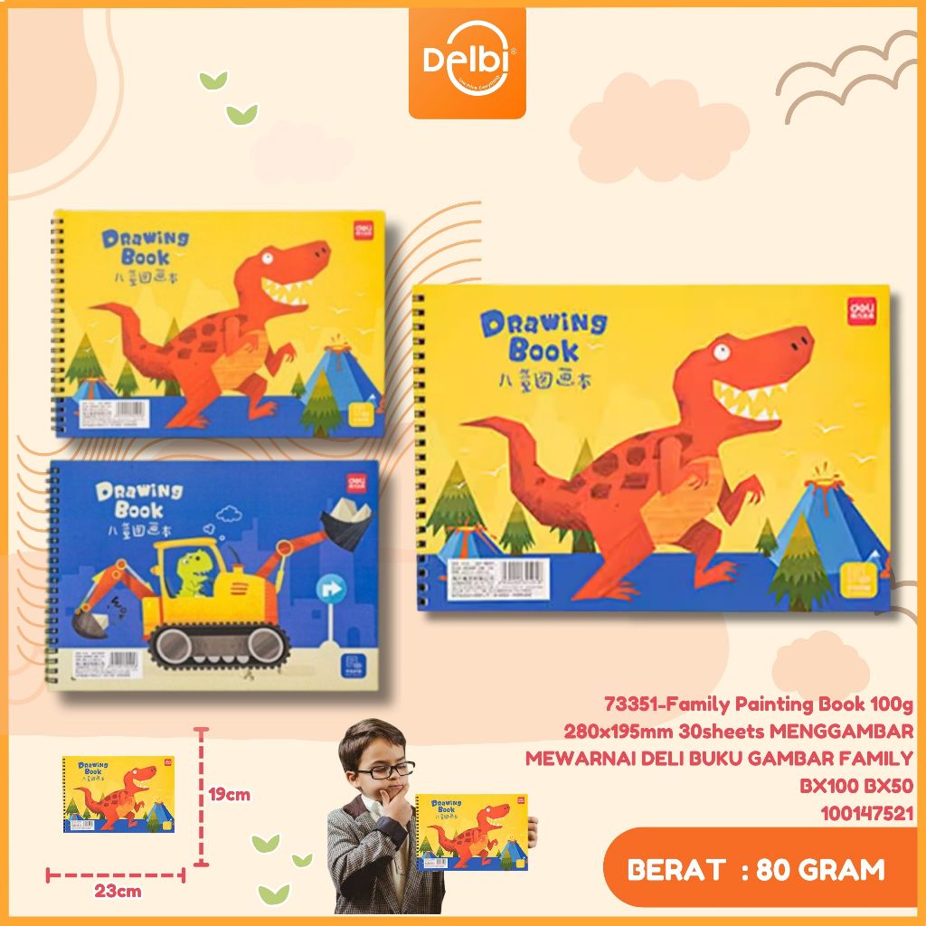 

Deli Cute Painting Deli Drawing Book 73351-FAMILY PAINTING BOOK 100G 280X195MM 30 SHEETS