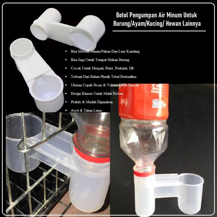 Botol Pengumpan Air Minum Untuk Burung/Ayam/Kucing dan Hewan lainnya | Dispenser Air Minum Untuk Bur