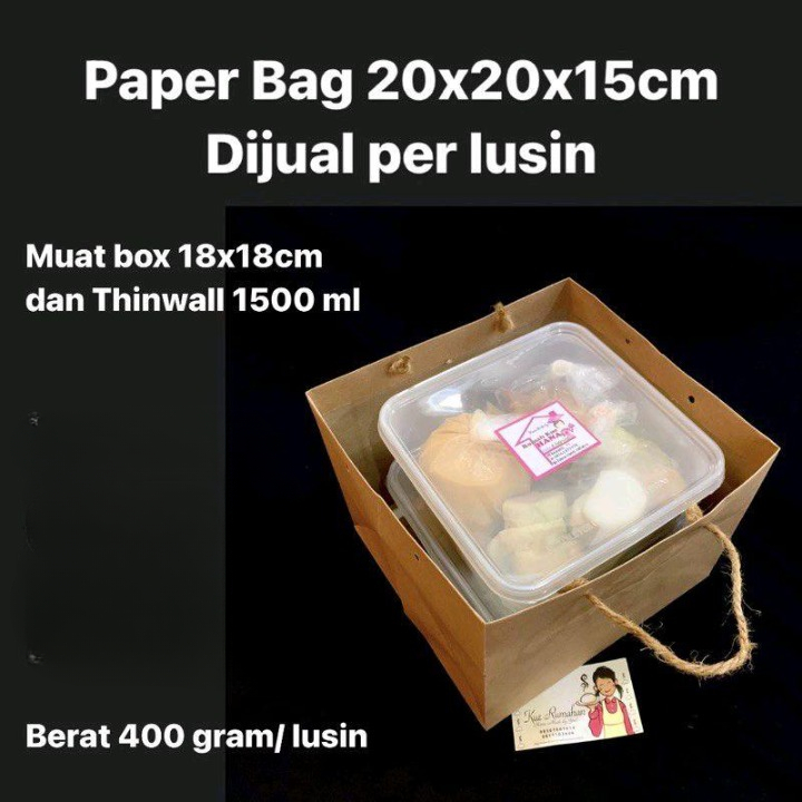 

Tas Jinjing Paperbag Ukuran 20x20x15cm Kemasan Rapi Cantik Aestetik Warna Coklat Dijual Per Lusin