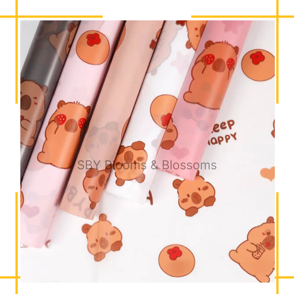 

KB83 Kertas Buket Wrapping Motif Anak CAPYBARA / Kertas Kado Anak Corak Kartun Ecer Lembaran
