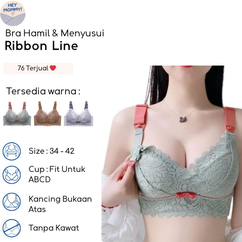 HEYMOMMY.ID - Bra Menyusui Ribbon Line ••| Bh menyusui nursing bra maternity bra breastfeeding bra b