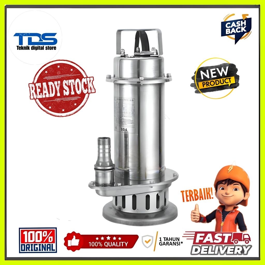 Pompa Celup Air Kotor Stainless 1" 0.33HP 0.25Kw Pompa Celup Air Laut