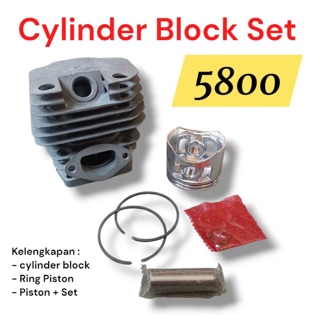 Cylinder Block Assy 5800 / New west - Cylinder Block Set Chainsaw 58cc