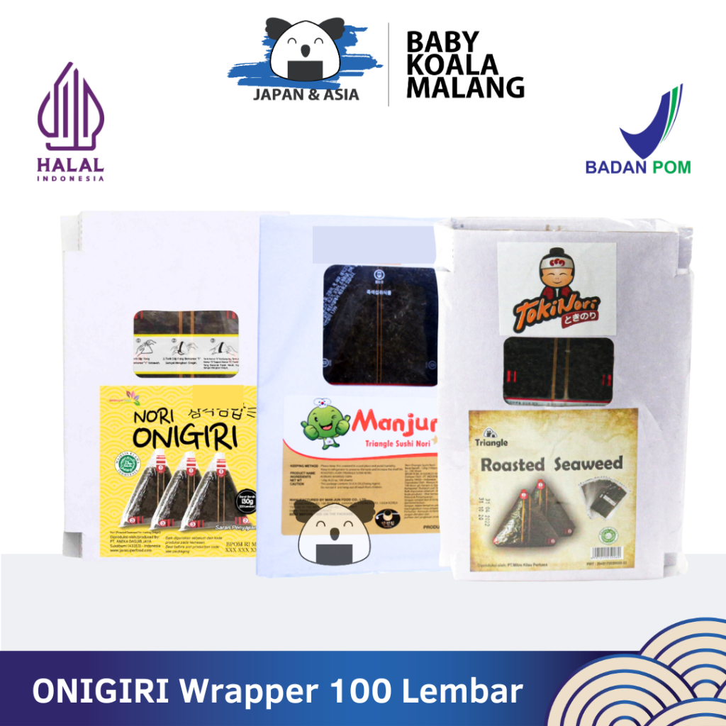 

MANJUN Onigiri Wrapper 100 Lembar Halal │ Tokinori Java Super Food Nasi kepal -Malang