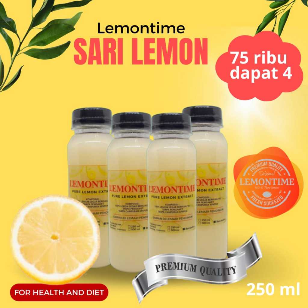 

LEMONTIME SARI LEMON MURNI PAKET 4 BOTOL JUICE LEMON DIET JUS PELANGSING ASLI PREMIUM