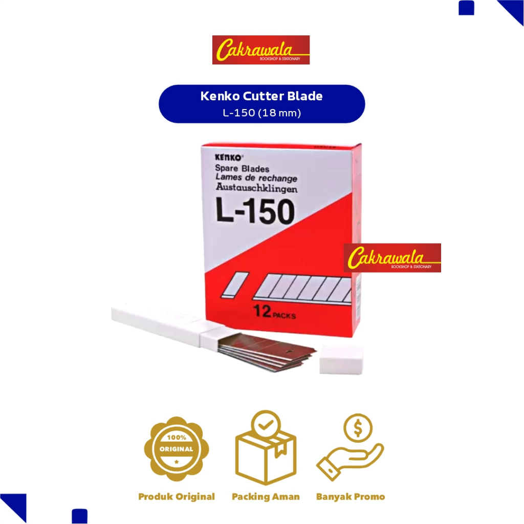 

Kenko Cutter Blade L-150 (18 mm) | Cutter Ukuran Besar | Alat Kantor Terbaik | Best Seller