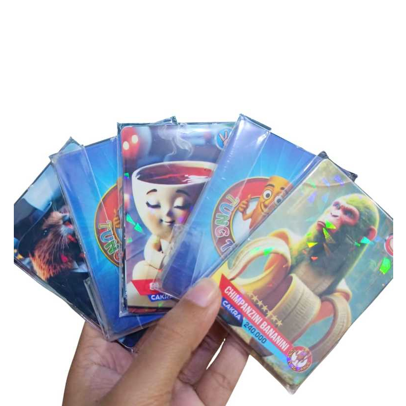 5 Bungkus Mainan Kartu Foil TUNG TUNG SAHUR/ Mainan Kartu Gambar tung tung sahur Trading Card//maina